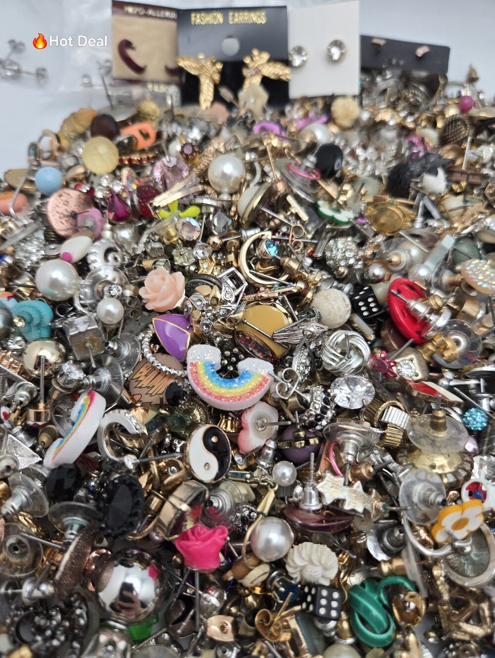 Lot Stud Earrings 2 lbs Jewelry Faux Pearls DIY Craft Bundle Upcycle